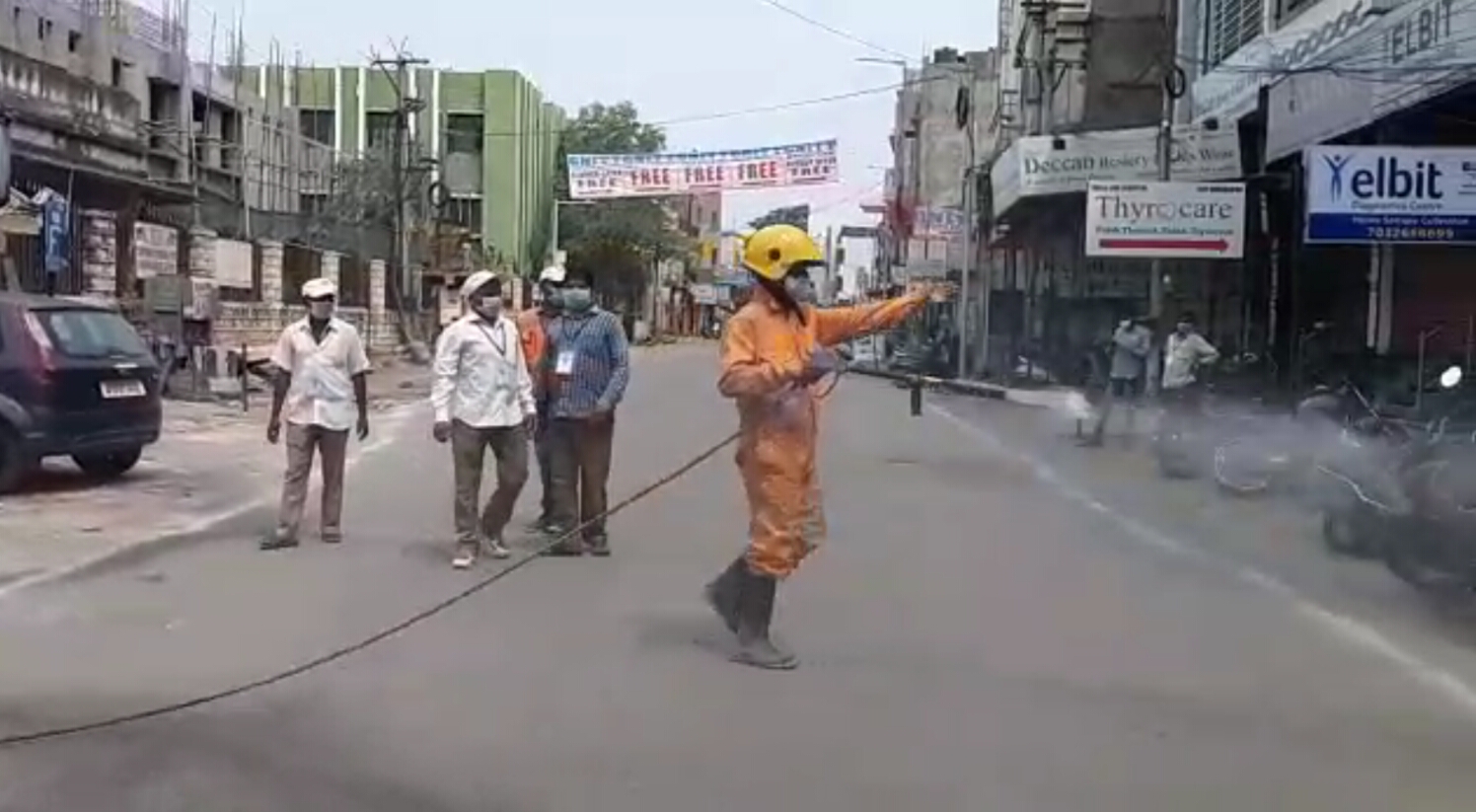 CHARMINAR HOSPITAL SANITIZING SPRAY LOCKDOWN DAY 13 HYDERABAD ( T.S )